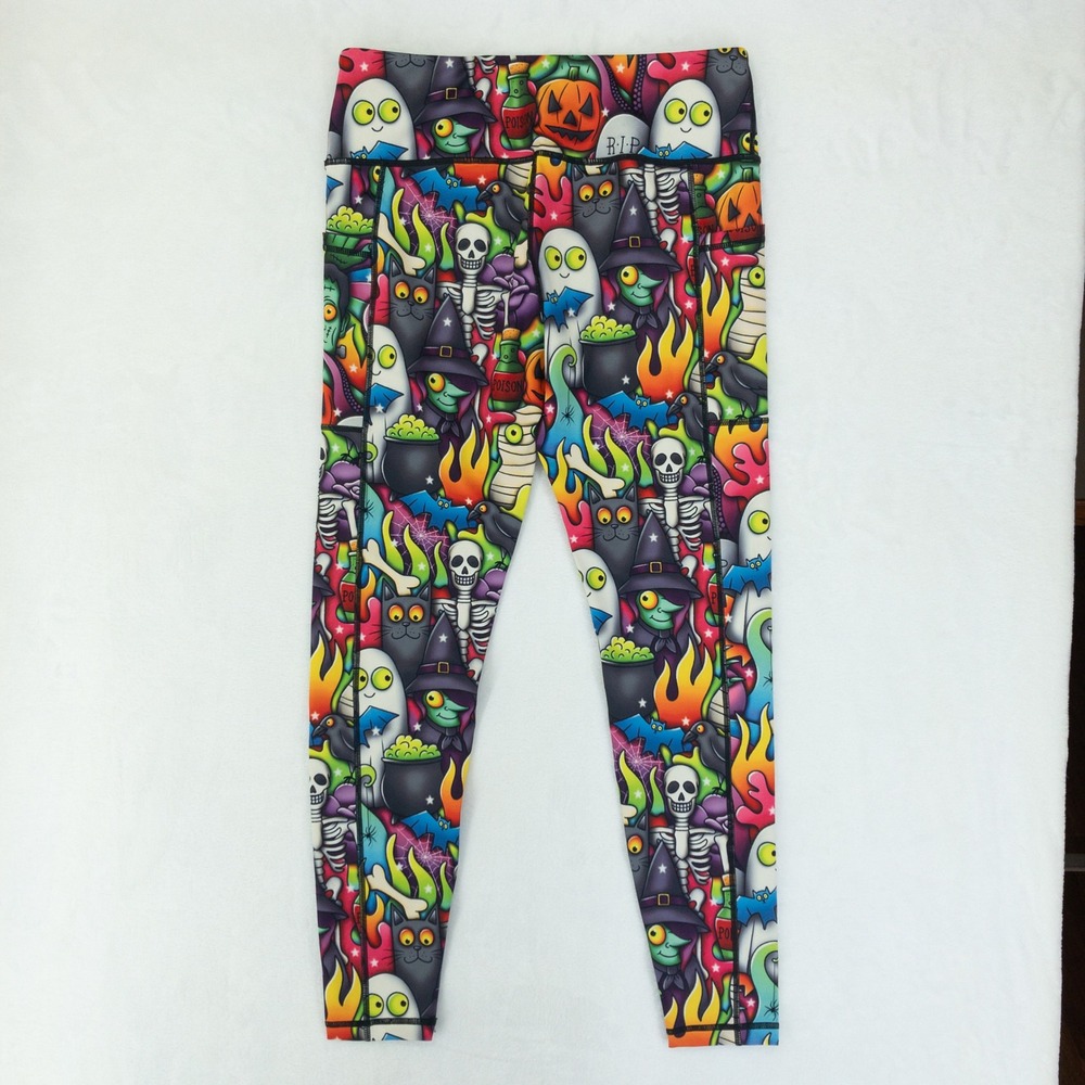 Constantly Varied Gear Monster Mash Leggings Womens Large Colorful Halloween AOP